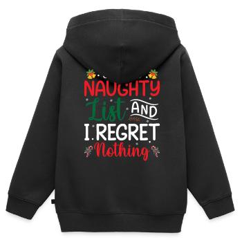 Noël moche - Sur la liste coquine et je regrette - Sweat Premium à capuche zippé enfant bio - noir - Dos - AI Model Kid Male (0cm)