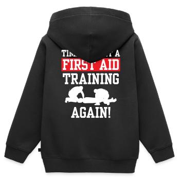 Time to attend a first aid course again - Kids Premium Organic Zip-up Hoodie - black - Back - AI Model Kid Male (0cm)