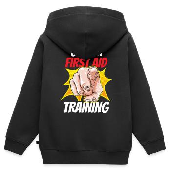 Take part in a first aid course teacher - Kids Premium Organic Zip-up Hoodie - black - Back - AI Model Kid Male (0cm)