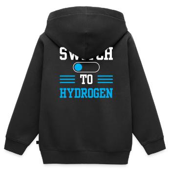 Passage à l’hydrogène Hydrogène Énergie - Sweat Premium à capuche zippé enfant bio - noir - Dos - AI Model Kid Male (0cm)