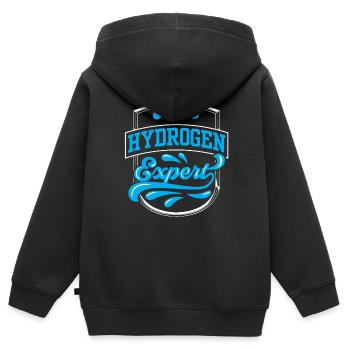 Hydrogen Expert Hydrogène Élément d’énergie - Sweat Premium à capuche zippé enfant bio - noir - Dos - AI Model Kid Male (0cm)