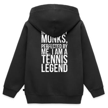 Von Mönchen Erfunden Von Mir Perfektioniert Ich - Kinder Premium Organic Zip Hoodie - Schwarz - Hinten - AI Model Kid Male (0cm)