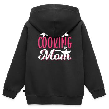 Fière cuisine Mère Cuisinière Maman Cuisinière - Sweat Premium à capuche zippé enfant bio - noir - Dos - AI Model Kid Male (0cm)