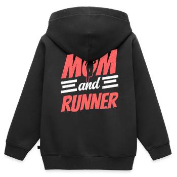 Mère et coureuse Jogging Running Maman - Sweat Premium à capuche zippé enfant bio - noir - Dos - AI Model Kid Male (0cm)