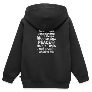 Hippie - Kinder Premium Organic Zip Hoodie - Schwarz - Hinten - AI Model Kid Male (0cm)