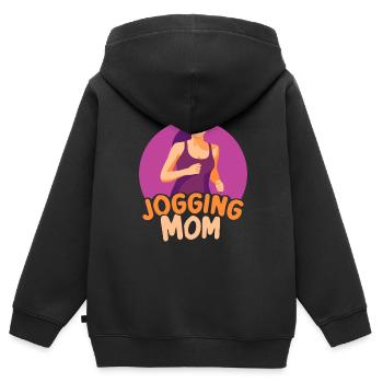 Jogging Maman Jogging Coureur Coureuse Mère - Sweat Premium à capuche zippé enfant bio - noir - Dos - AI Model Kid Male (0cm)