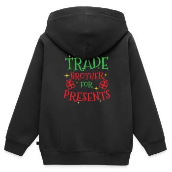 Je vais échanger Brother contre des cadeaux de Noël - Sweat Premium à capuche zippé enfant bio - noir - Dos - AI Model Kid Male (0cm)