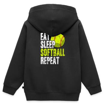 Softball - Sweat Premium à capuche zippé enfant bio - noir - Dos - AI Model Kid Male (0cm)