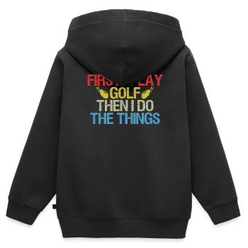Golf Spieler Spruch Geschenkidee - Kinder Premium Organic Zip Hoodie - Schwarz - Hinten - AI Model Kid Male (0cm)