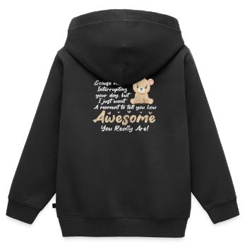 Teddybär - Kinder Premium Organic Zip Hoodie - Schwarz - Hinten - AI Model Kid Male (0cm)