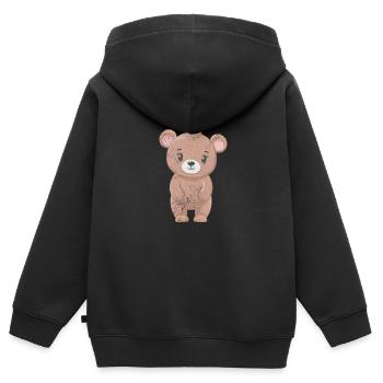 Teddybär - Kinder Premium Organic Zip Hoodie - Schwarz - Hinten - AI Model Kid Male (0cm)