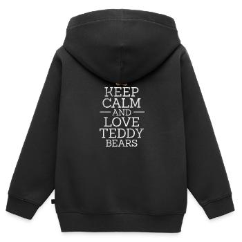 Teddybär - Kinder Premium Organic Zip Hoodie - Schwarz - Hinten - AI Model Kid Male (0cm)