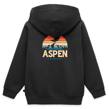 Aspen - Kinder Premium Organic Zip Hoodie - Schwarz - Hinten - AI Model Kid Male (0cm)