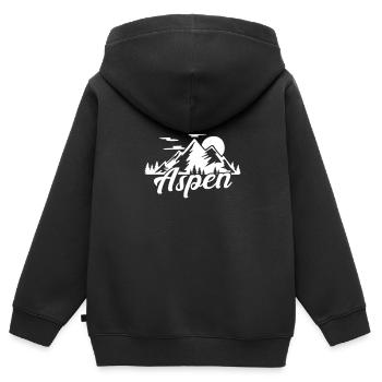 Aspen - Kinder Premium Organic Zip Hoodie - Schwarz - Hinten - AI Model Kid Male (0cm)