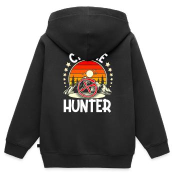 Géocaching Geocacher Geocache - Sweat Premium à capuche zippé enfant bio - noir - Dos - AI Model Kid Male (0cm)