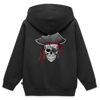 Totenkopf Pirat Piraten Piratenflagge Totenschädel - Kinder Premium Organic Zip Hoodie - Schwarz - Hinten - AI Model Kid Male (0cm)