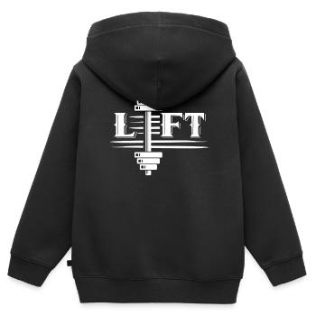 Lift Gym Gewichtheber Gewichtheben Workout - Kinder Premium Organic Zip Hoodie - Schwarz - Hinten - AI Model Kid Male (0cm)