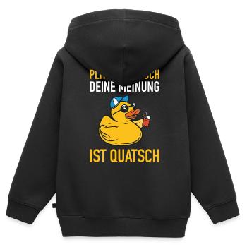 Plitsch Platsch Deine Meinung Ist Quatsch Enten - Kinder Premium Organic Zip Hoodie - Schwarz - Hinten - AI Model Kid Male (0cm)