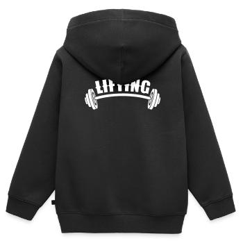 Heben Gewichtheben Gewichtheber Gym Workout - Kinder Premium Organic Zip Hoodie - Schwarz - Hinten - AI Model Kid Male (0cm)