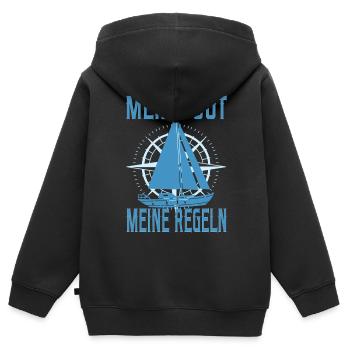 Segeln Segelboot Segler Käpten Segelschein Käpt'n - Kinder Premium Organic Zip Hoodie - Schwarz - Hinten - AI Model Kid Male (0cm)