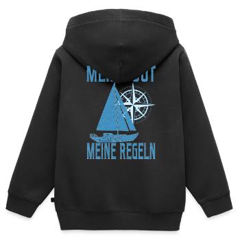 Segeln Segelboot Segler Käpten Segelschein Käpt'n - Kinder Premium Organic Zip Hoodie - Schwarz - Hinten - AI Model Kid Male (0cm)