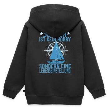 Segelboot Käpten Segeln Segler Segelschein Käpt'n - Kinder Premium Organic Zip Hoodie - Schwarz - Hinten - AI Model Kid Male (0cm)