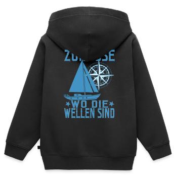Segeln Segelboot Segler Käpten Segelschein Käpt'n - Kinder Premium Organic Zip Hoodie - Schwarz - Hinten - AI Model Kid Male (0cm)