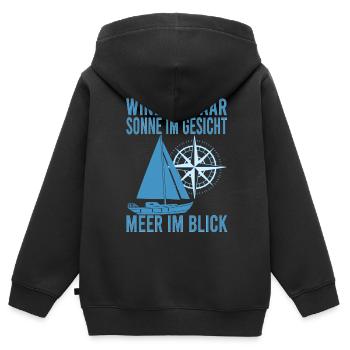Segelschein Segler Käpt'n Segeln Segelboot Käpten - Kinder Premium Organic Zip Hoodie - Schwarz - Hinten - AI Model Kid Male (0cm)