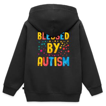 Autismus Geschenk Autist Asperger ADHS Autism - Kinder Premium Organic Zip Hoodie - Schwarz - Hinten - AI Model Kid Male (0cm)