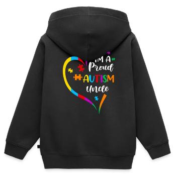 Autisme - Sweat Premium à capuche zippé enfant bio - noir - Dos - AI Model Kid Male (0cm)