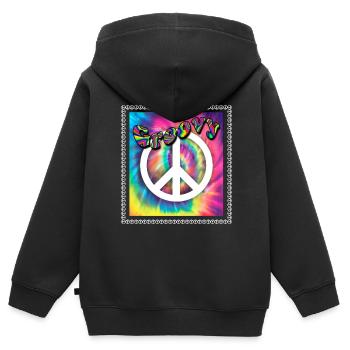 Hippie Peace Groovy Flowerpower Boho Woodstock - Kinder Premium Organic Zip Hoodie - Schwarz - Hinten - AI Model Kid Male (0cm)