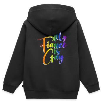 Mein Verlobter ist schwul - Schwule Hochzeit - Kinder Premium Organic Zip Hoodie - Schwarz - Hinten - AI Model Kid Male (0cm)
