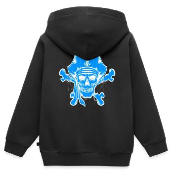 Totenkopf Pirat Piraten Piratenflagge Totenschädel - Kinder Premium Organic Zip Hoodie - Schwarz - Hinten - AI Model Kid Male (0cm)