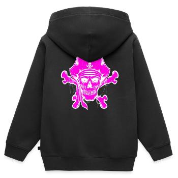 Totenkopf Pirat Piraten Piratenflagge Totenschädel - Kinder Premium Organic Zip Hoodie - Schwarz - Hinten - AI Model Kid Male (0cm)