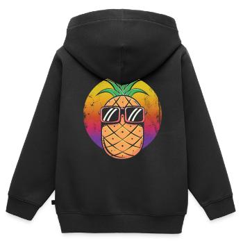 Ananas-sonnenbrillen-design Für Strandliebhaber - Kinder Premium Organic Zip Hoodie - Schwarz - Hinten - AI Model Kid Male (0cm)