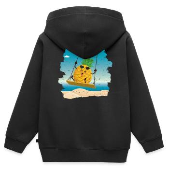 Ananas-schaukel-design Für Strandliebhaber Ananas - Kinder Premium Organic Zip Hoodie - Schwarz - Hinten - AI Model Kid Male (0cm)