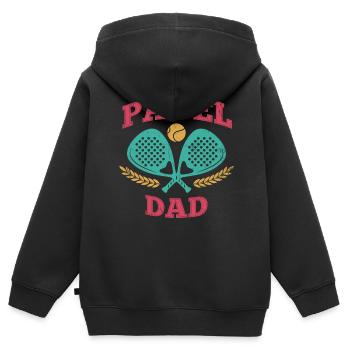 Padel Papa Padel Raquette Ball Design Pour Padel - Sweat Premium à capuche zippé enfant bio - noir - Dos - AI Model Kid Male (0cm)