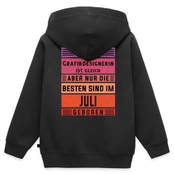 Illustrator Geburtstag Juli geboren - Kinder Premium Organic Zip Hoodie - Schwarz - Hinten - AI Model Kid Male (0cm)