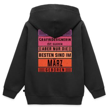 Illustrator Geburtstag März geboren - Kinder Premium Organic Zip Hoodie - Schwarz - Hinten - AI Model Kid Male (0cm)