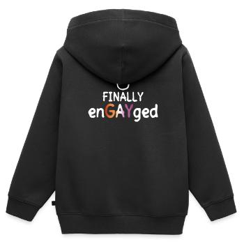 Endlich EnGAYged - Lesbische Hochzeit - Homo-Ehe - Kinder Premium Organic Zip Hoodie - Schwarz - Hinten - AI Model Kid Male (0cm)