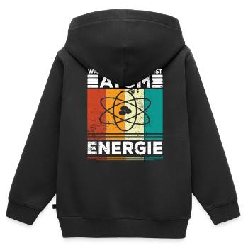 Atomenergie Kernenergie Kernkraft Atomkraftwerke - Kinder Premium Organic Zip Hoodie - Schwarz - Hinten - AI Model Kid Male (0cm)