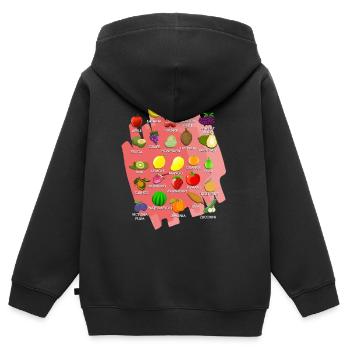Gemüse-Alphabet - Kinder Premium Organic Zip Hoodie - Schwarz - Hinten - AI Model Kid Male (0cm)