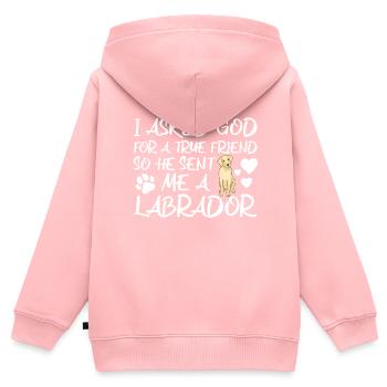 Chiens Labrador - Sweat Premium à capuche zippé enfant bio - rose - Dos - AI Model Kid Female (0cm)