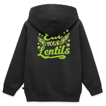 Iss Deine Linsen Linsensuppe Essen Linse - Kinder Premium Organic Zip Hoodie - Schwarz - Hinten - AI Model Kid Male (0cm)