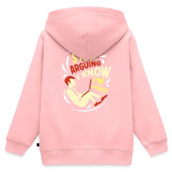 Arrêtez de vous disputer, je sais que j’ai raison - Sweat Premium à capuche zippé enfant bio - rose - Dos - AI Model Kid Female (0cm)