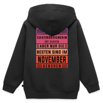 Illustrator Geburtstag November geboren - Kinder Premium Organic Zip Hoodie - Schwarz - Hinten - AI Model Kid Male (0cm)