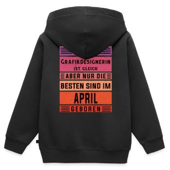 Illustrator Geburtstag April geboren - Kinder Premium Organic Zip Hoodie - Schwarz - Hinten - AI Model Kid Male (0cm)