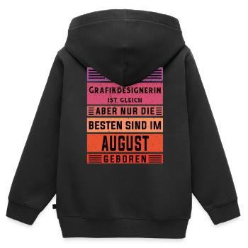 Illustrator Geburtstag August geboren - Kinder Premium Organic Zip Hoodie - Schwarz - Hinten - AI Model Kid Male (0cm)