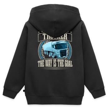 LKW Fahrer - Kinder Premium Organic Zip Hoodie - Schwarz - Hinten - AI Model Kid Male (0cm)