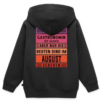 Restaurant Wirt Geburtstag August geboren - Kinder Premium Organic Zip Hoodie - Schwarz - Hinten - AI Model Kid Male (0cm)